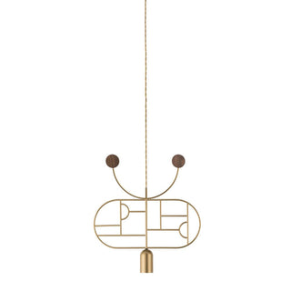 Nomon Wooden Dots pendant lamp gold structure 1 element 110 Volt Walnut WD08 - Buy now on ShopDecor - Discover the best products by NOMON design