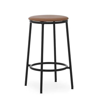Normann Copenhagen Circa black steel stool with upholstery ultra leather seat h. 25 2/3 in. - Buy now on ShopDecor - Discover the best products by NORMANN COPENHAGEN design