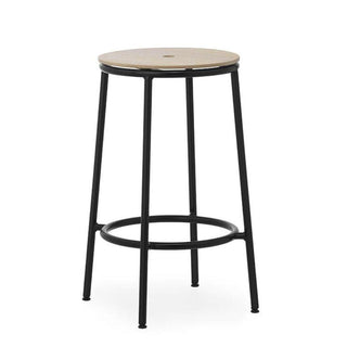 Normann Copenhagen Circa black steel stool with oak seat h. 25 2/3 in. - Buy now on ShopDecor - Discover the best products by NORMANN COPENHAGEN design