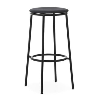 Normann Copenhagen Circa black steel stool with upholstery ultra leather seat h. 29 1/2 in. - Buy now on ShopDecor - Discover the best products by NORMANN COPENHAGEN design