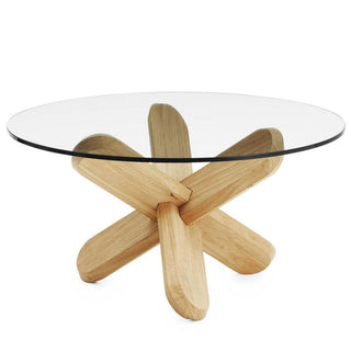 Normann Copenhagen Ding table with transparent glass top diam. 29 1/2 in and wood legs - Buy now on ShopDecor - Discover the best products by NORMANN COPENHAGEN design
