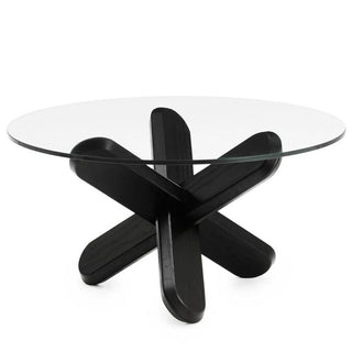 Normann Copenhagen Ding table with transparent glass top diam. 29 1/2 in and wood legs Normann Copenhagen Ding Black - Buy now on ShopDecor - Discover the best products by NORMANN COPENHAGEN design
